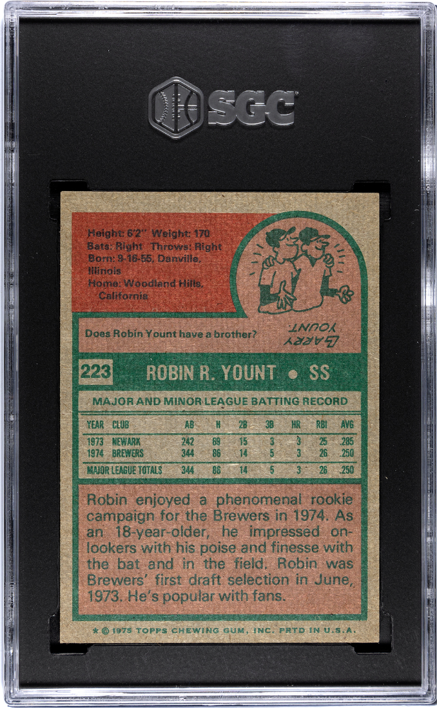 1975 Topps Robin Yount #223 SGC 8