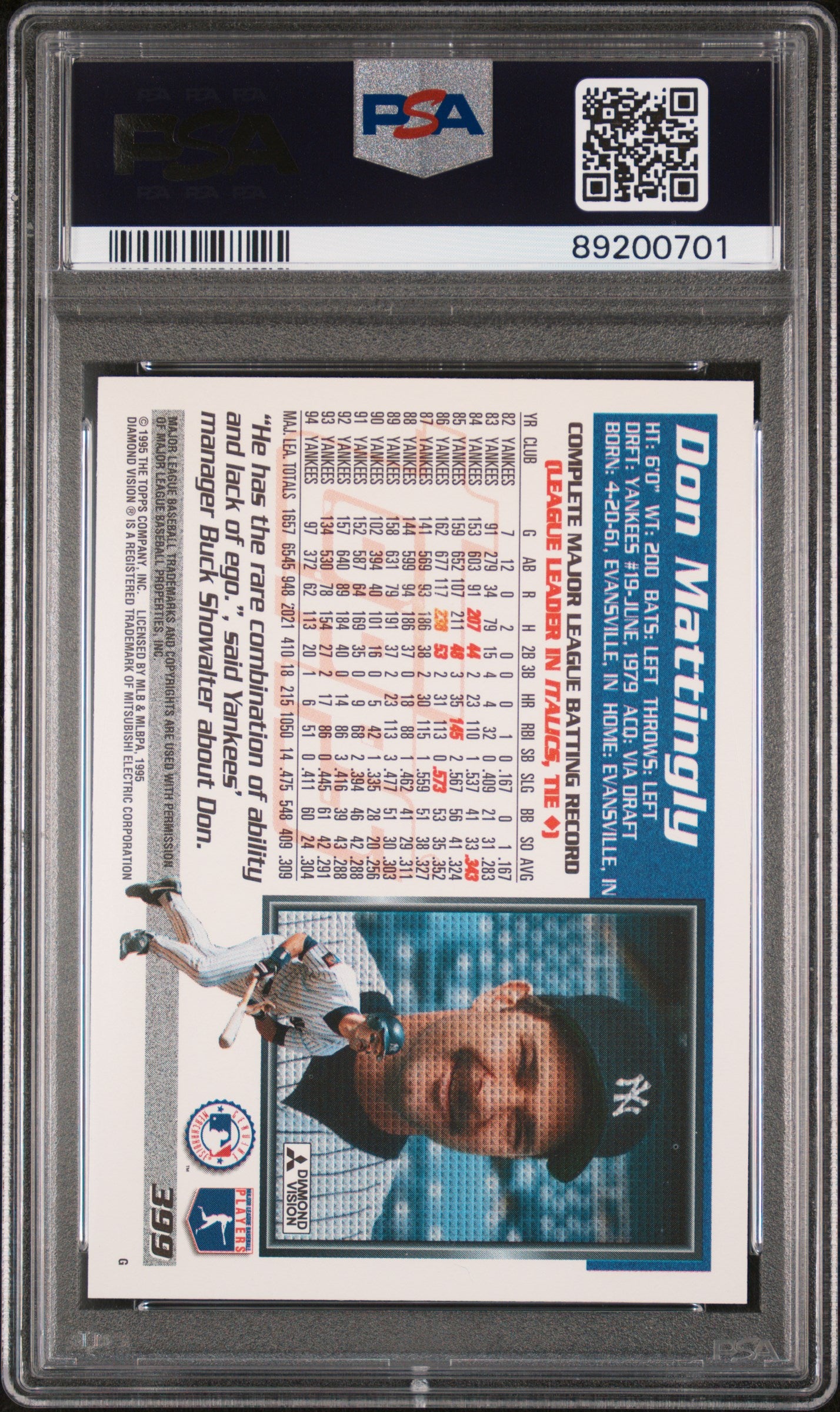 1995 Topps Don Mattingly #399 PSA 10