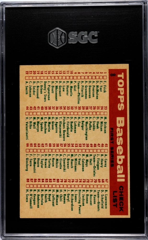 1959 Topps Philadelphia Phillies #8 SGC 8
