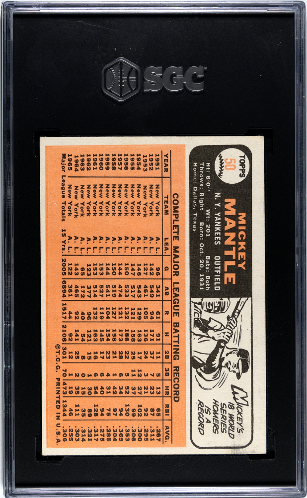 1966 Topps Mickey Mantle #50 SGC 5
