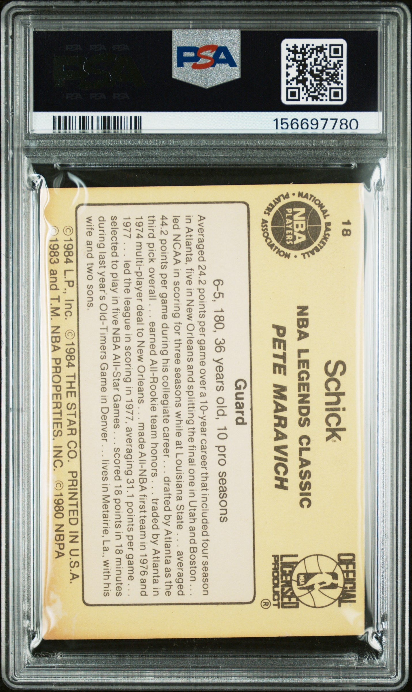 1985 Star Schick Pete Maravich #18 PSA 4