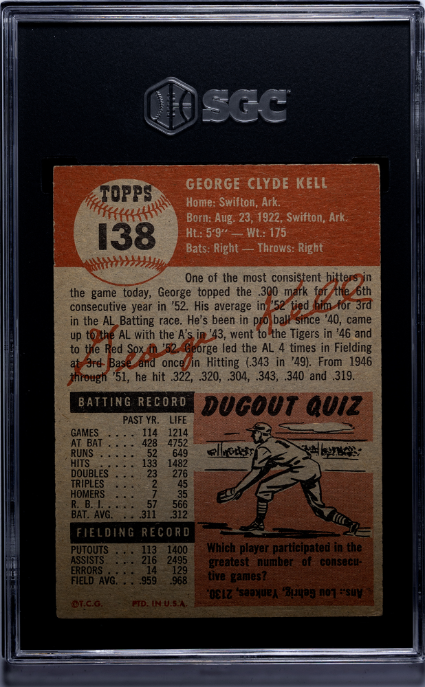 1953 Topps George Kell #138 SGC 4.5