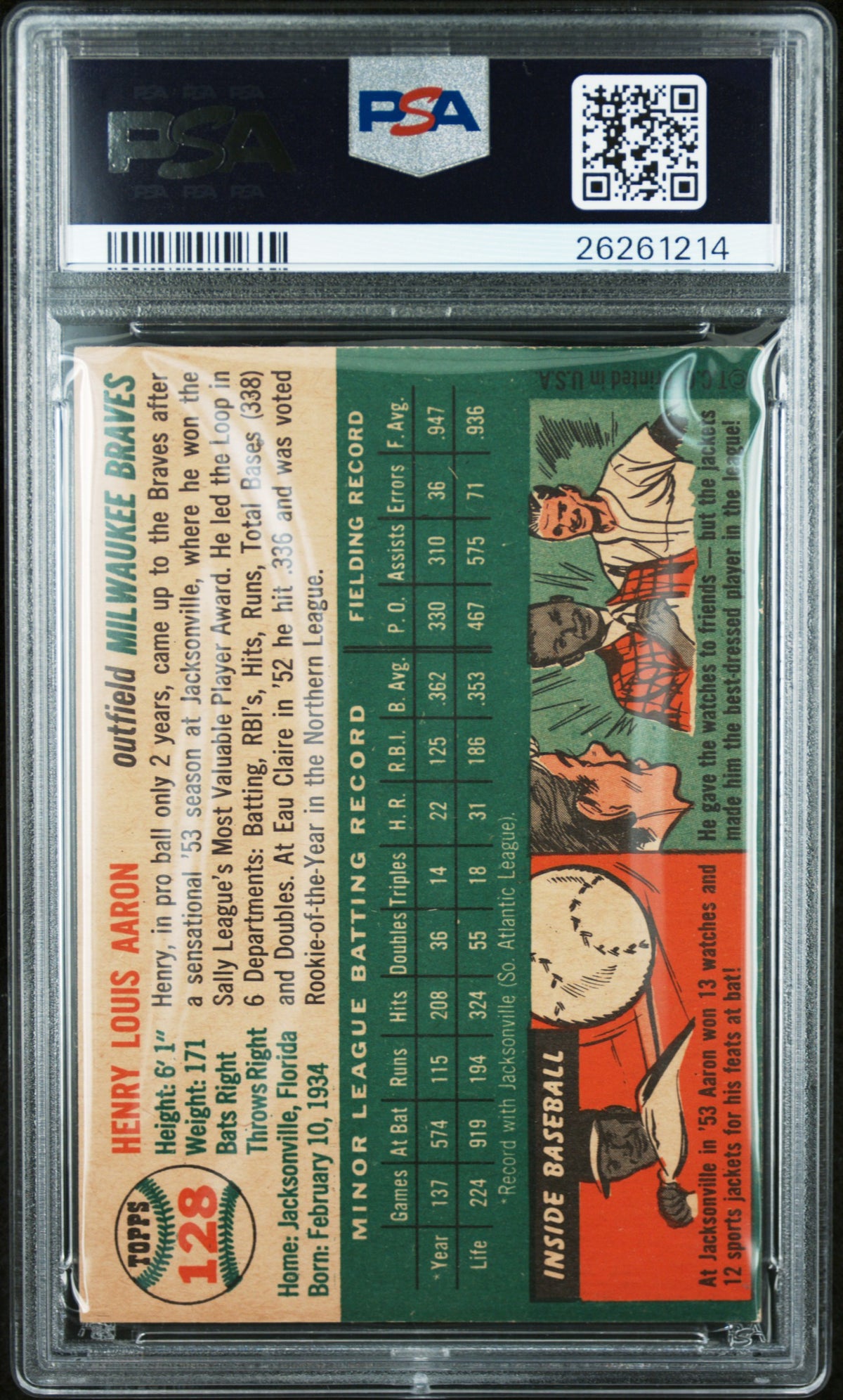 1954 Topps Henry Aaron #128 PSA 6