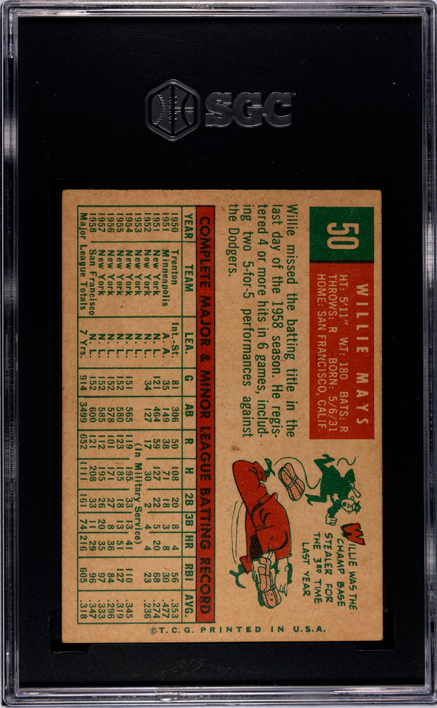 1959 Topps Willie Mays #50 SGC 5