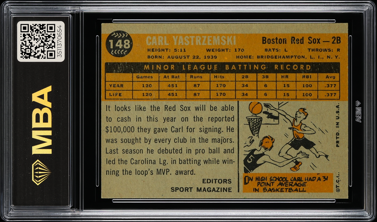 1960 Topps Carl Yastrzemski #148 Rookie Star MBA 6