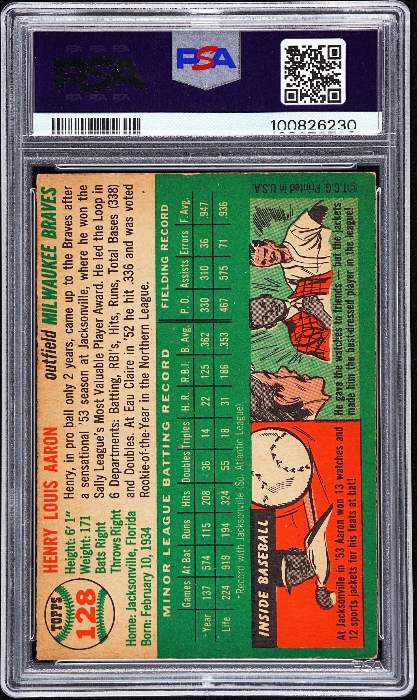 1954 Topps Henry Aaron #128 PSA 4.5