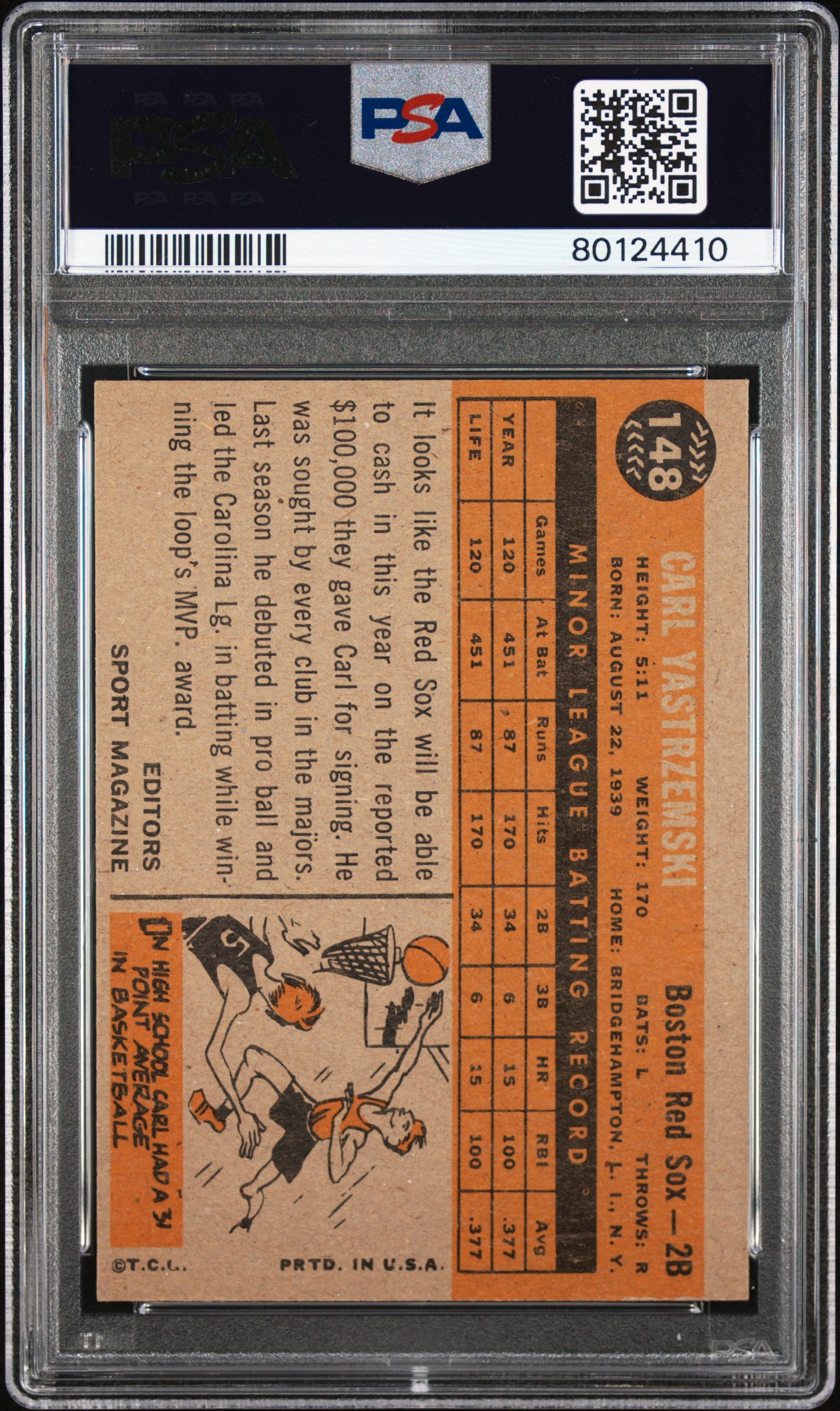1960 Topps Carl Yastrzemski #148 Rookie Star PSA 7