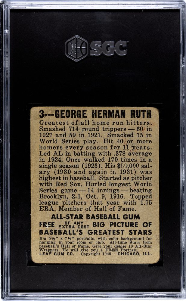 1948 Leaf Gum Co. Babe Ruth #3 SGC 1.5