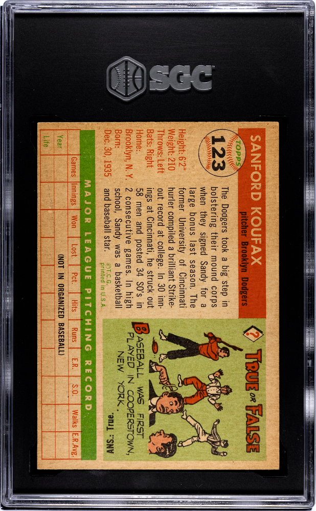 1955 Topps Sandy Koufax #123 SGC 7