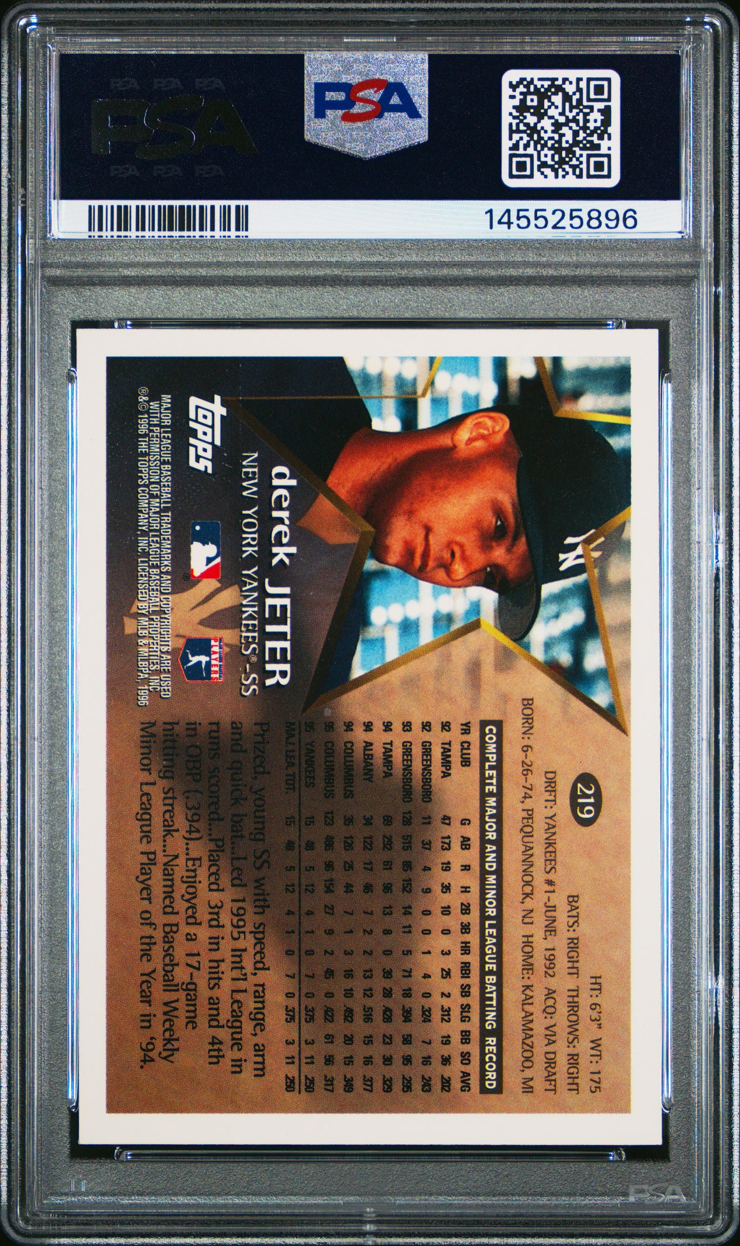 1996 Topps Derek Jeter #219 PSA 10