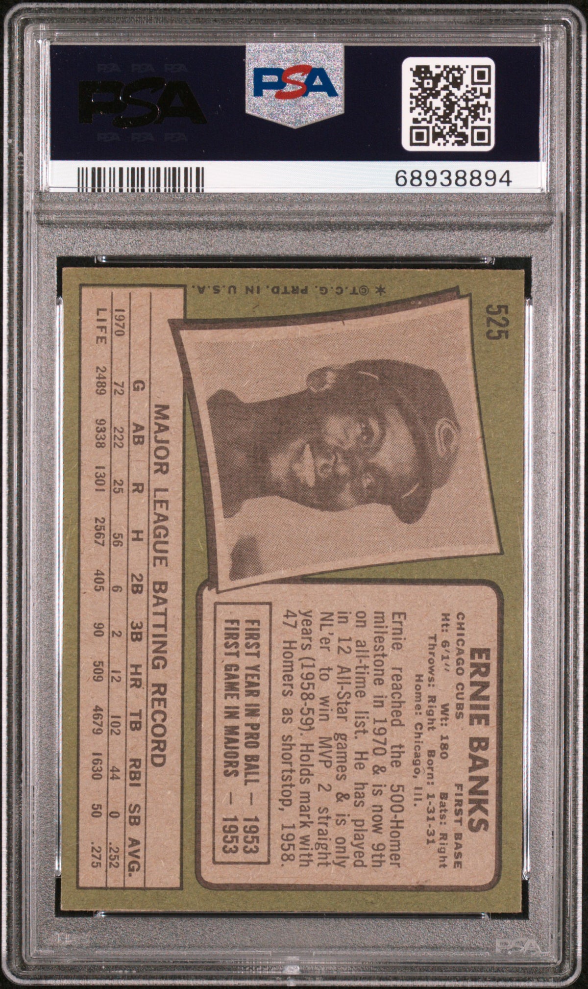 1971 Topps Ernie Banks #525 PSA 6