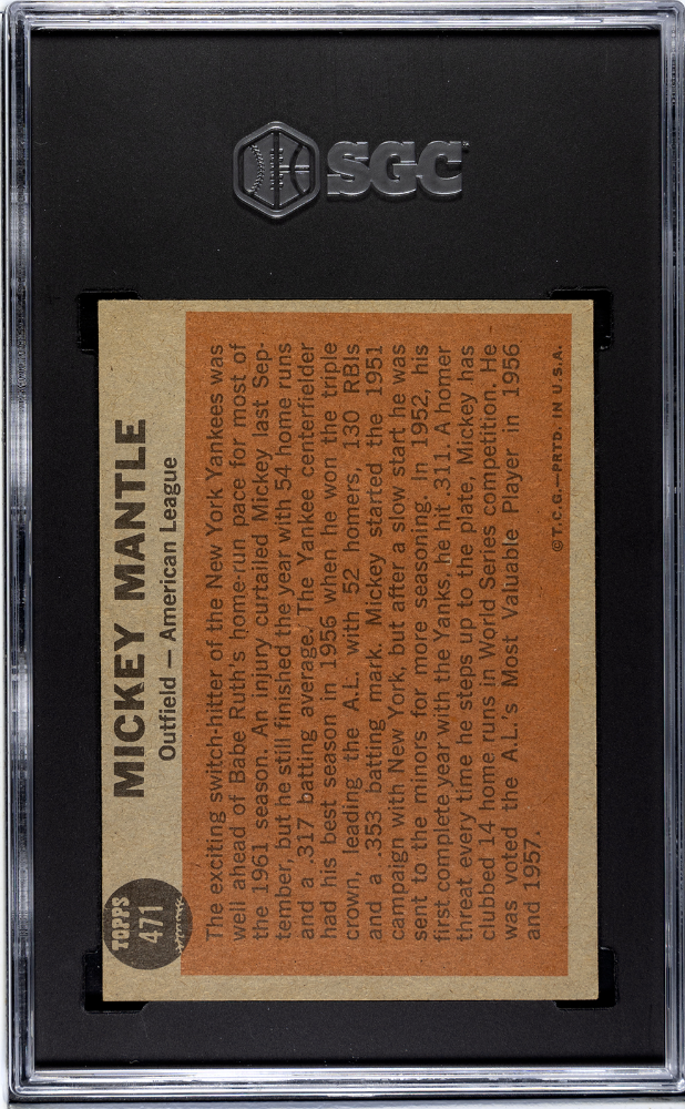 1962 Topps Mickey Mantle #471 All Star SGC 6