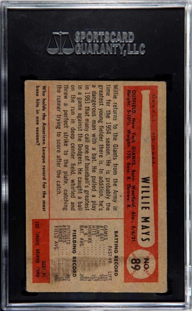 1954 Bowman Willie Mays #89 SGC 2.5