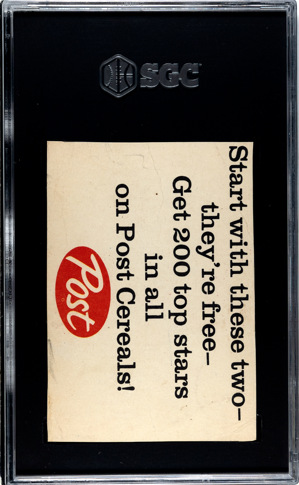 1962 Post Cereal Mickey Mantle #5 From Life Magazine SGC A