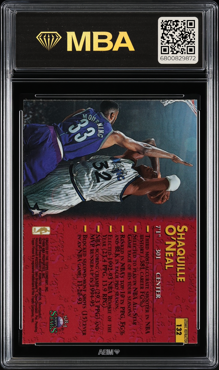 1996 Topps NBA Stars Shaquille O'Neal #132 Finest-Atomic Refractor MBA 8