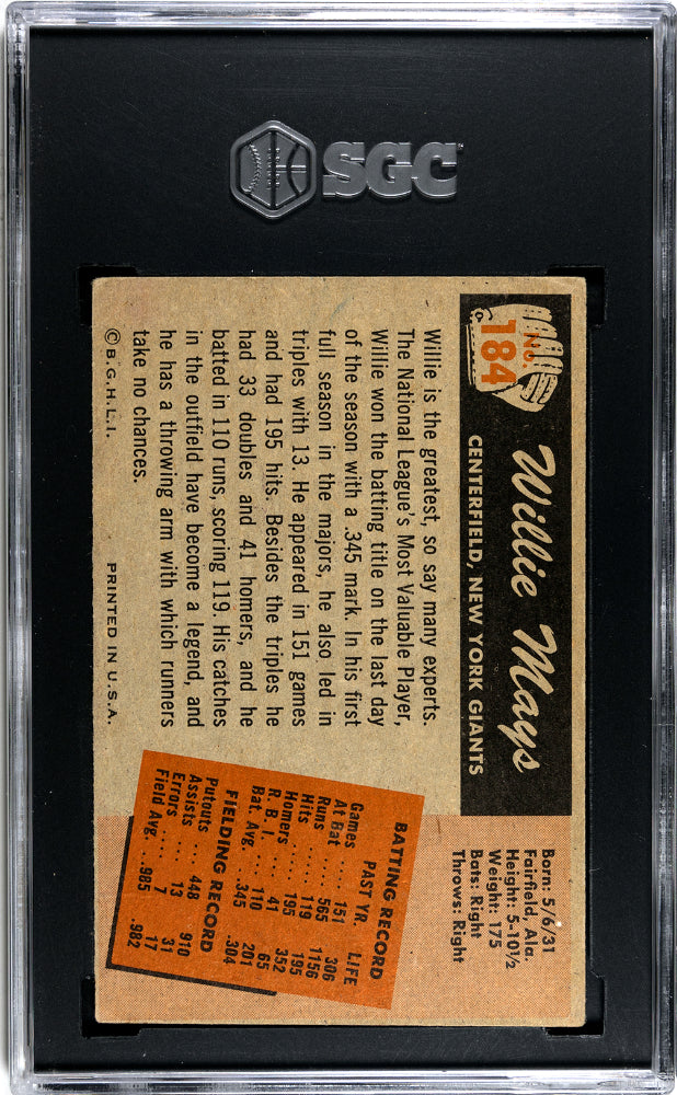1955 Bowman Willie Mays #184 SGC 2.5