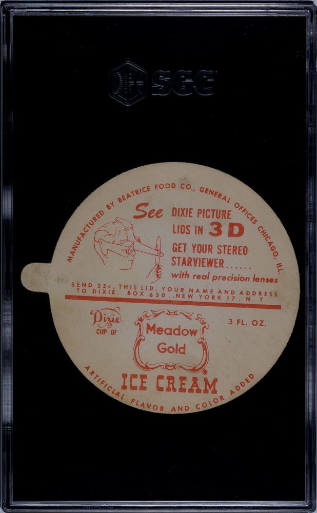 1954 Dixie Lids Gil Mcdougald Meadow Gold Ice Cream SGC 3