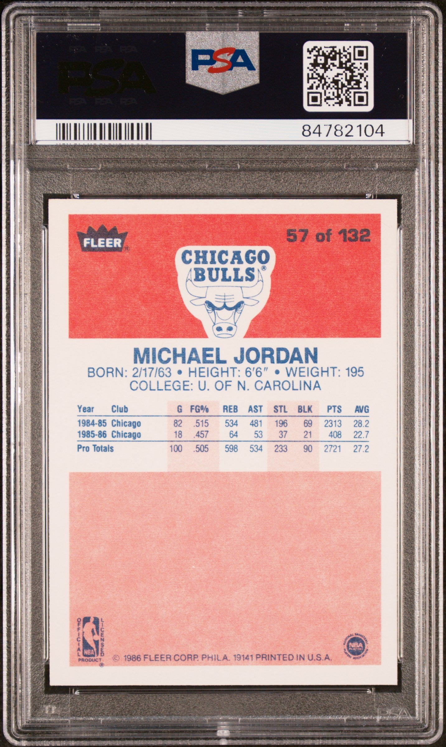 1986 Fleer Michael Jordan #57 PSA 8