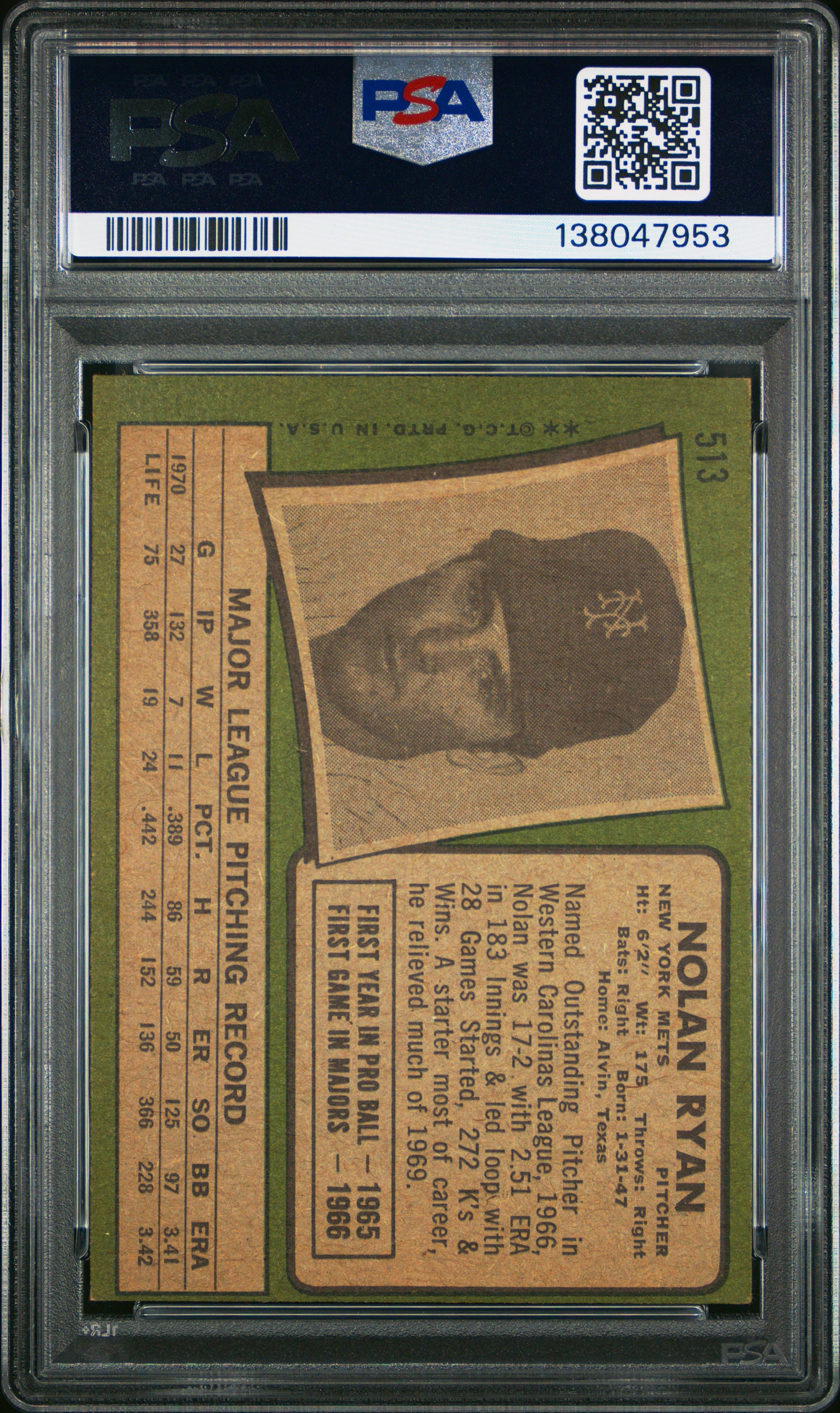 1971 Topps Nolan Ryan #513 PSA 5