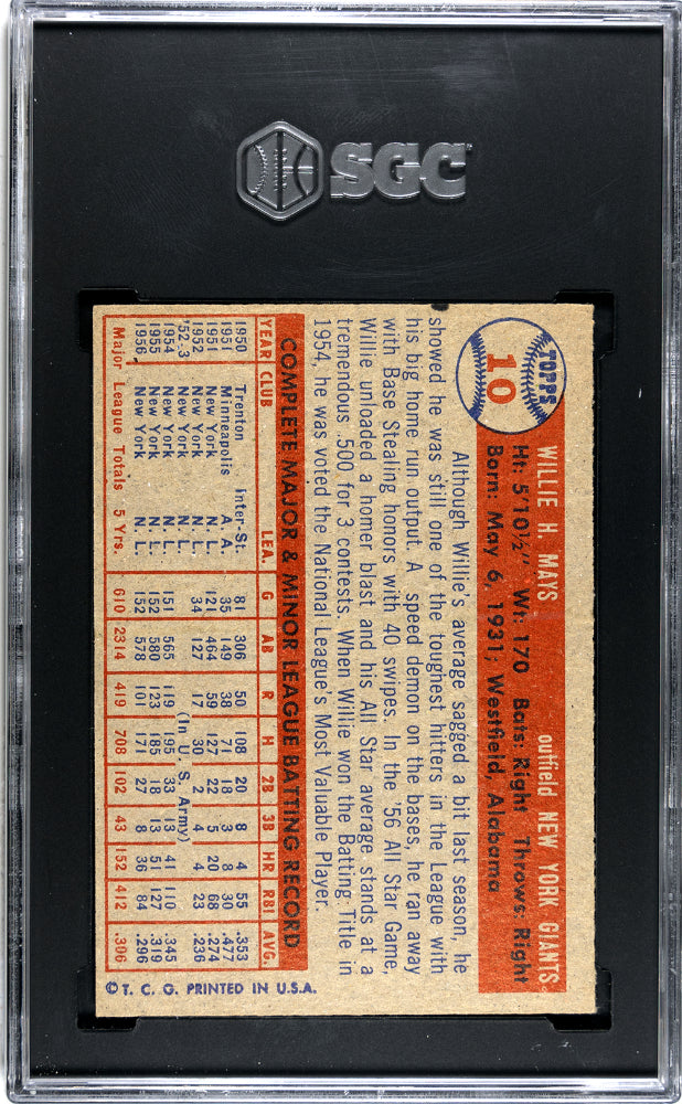 1957 Topps Willie Mays #10 SGC 5
