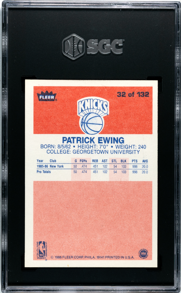 1986 Fleer Patrick Ewing #32 SGC 8.5