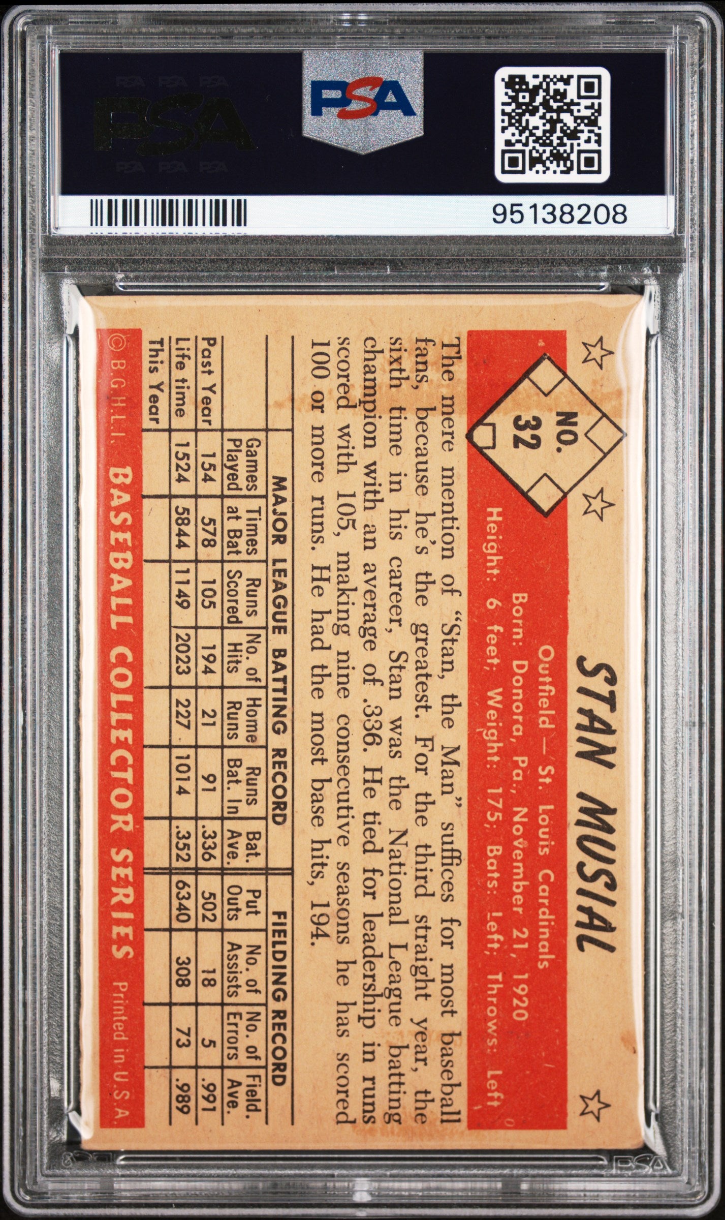 1953 Bowman Color Stan Musial #32 PSA 3