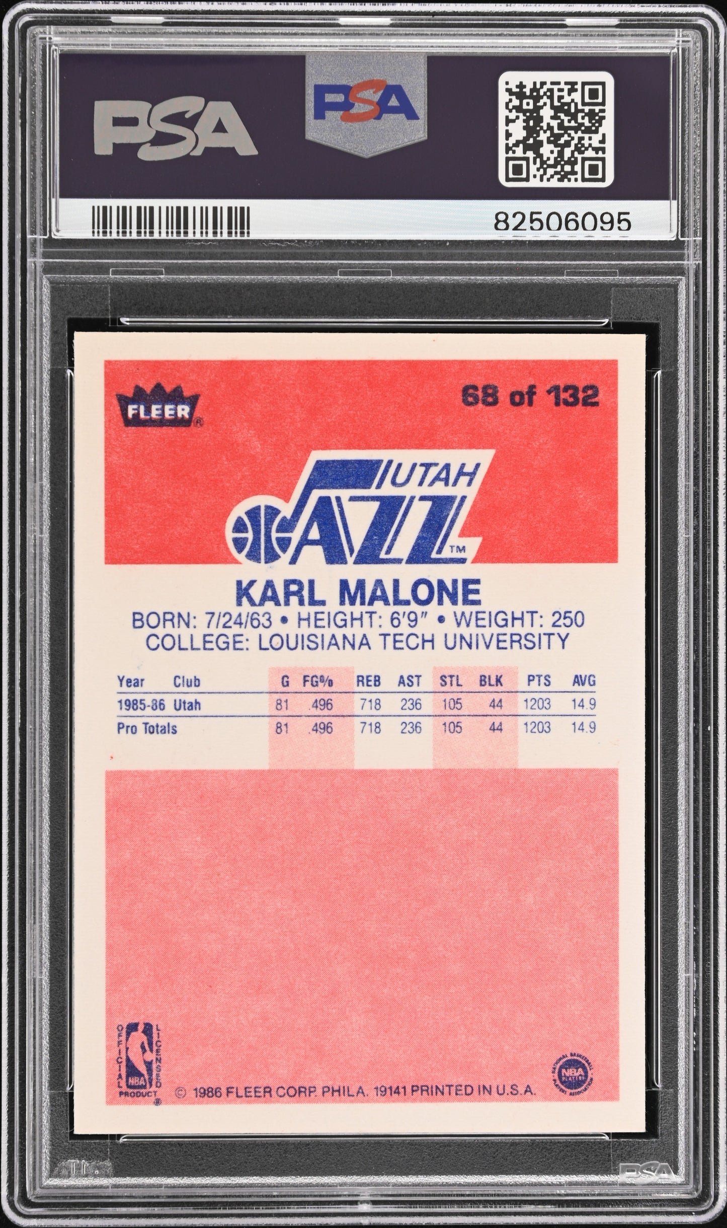 1986 Fleer Karl Malone #68 PSA 10