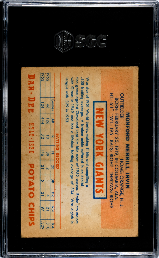 1954 Dan-Dee Potato Chips Monte Irvin SGC 3.5