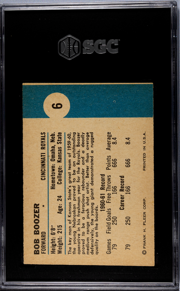 1961 Fleer Bob Boozer #6 SGC 5.5