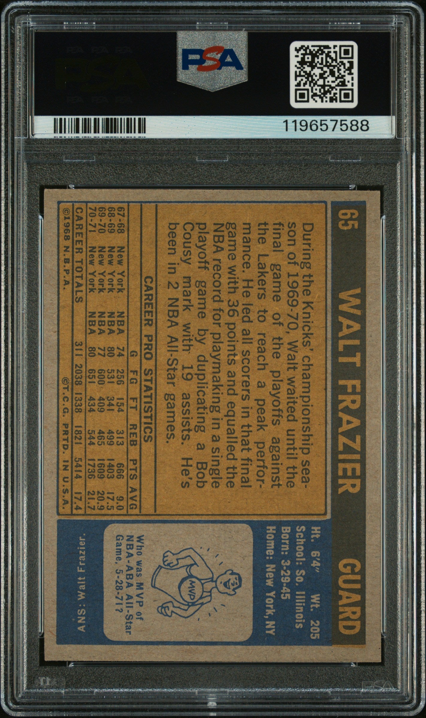 1971 Topps Walt Frazier #65 PSA 8