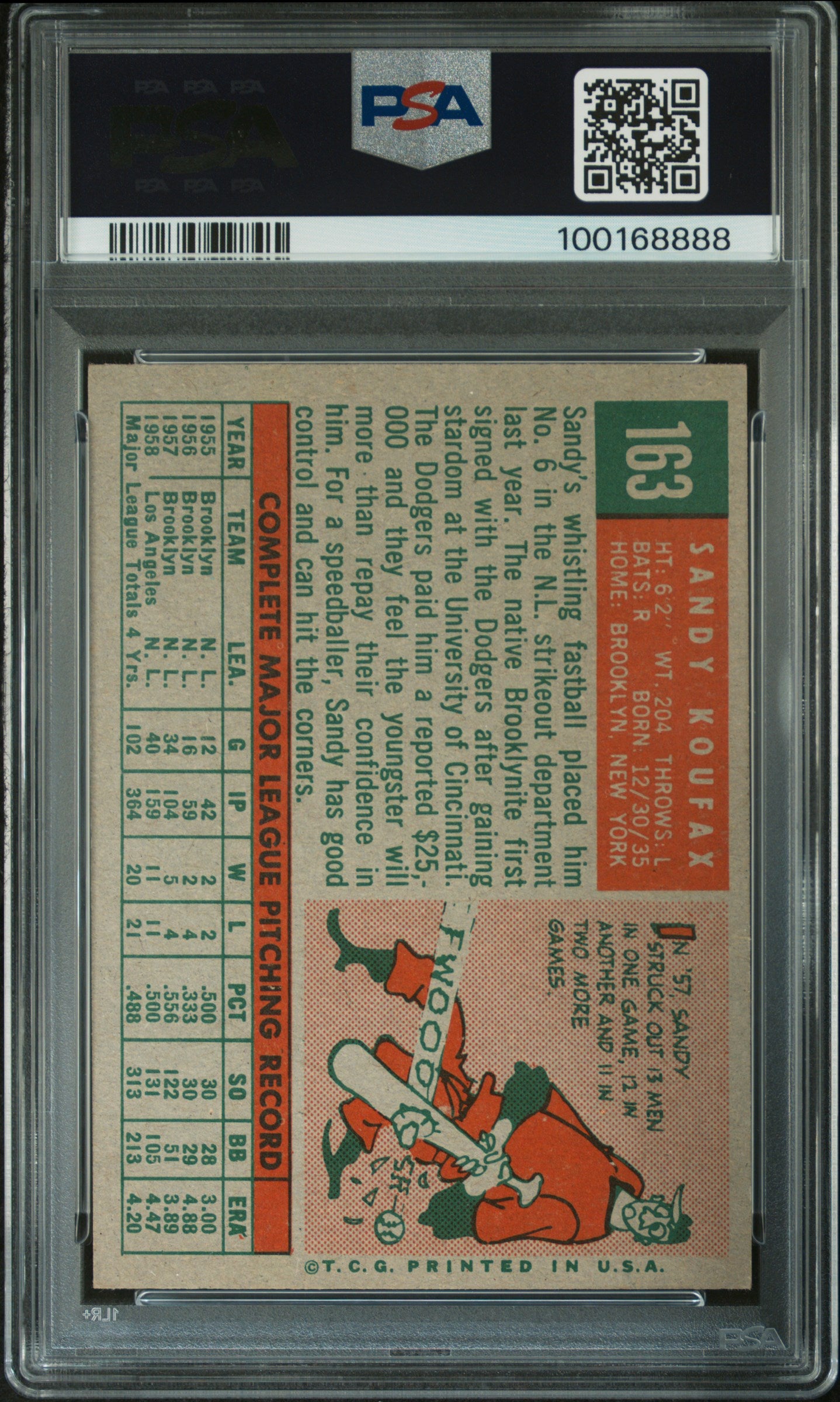 1959 Topps Sandy Koufax #163 PSA 6