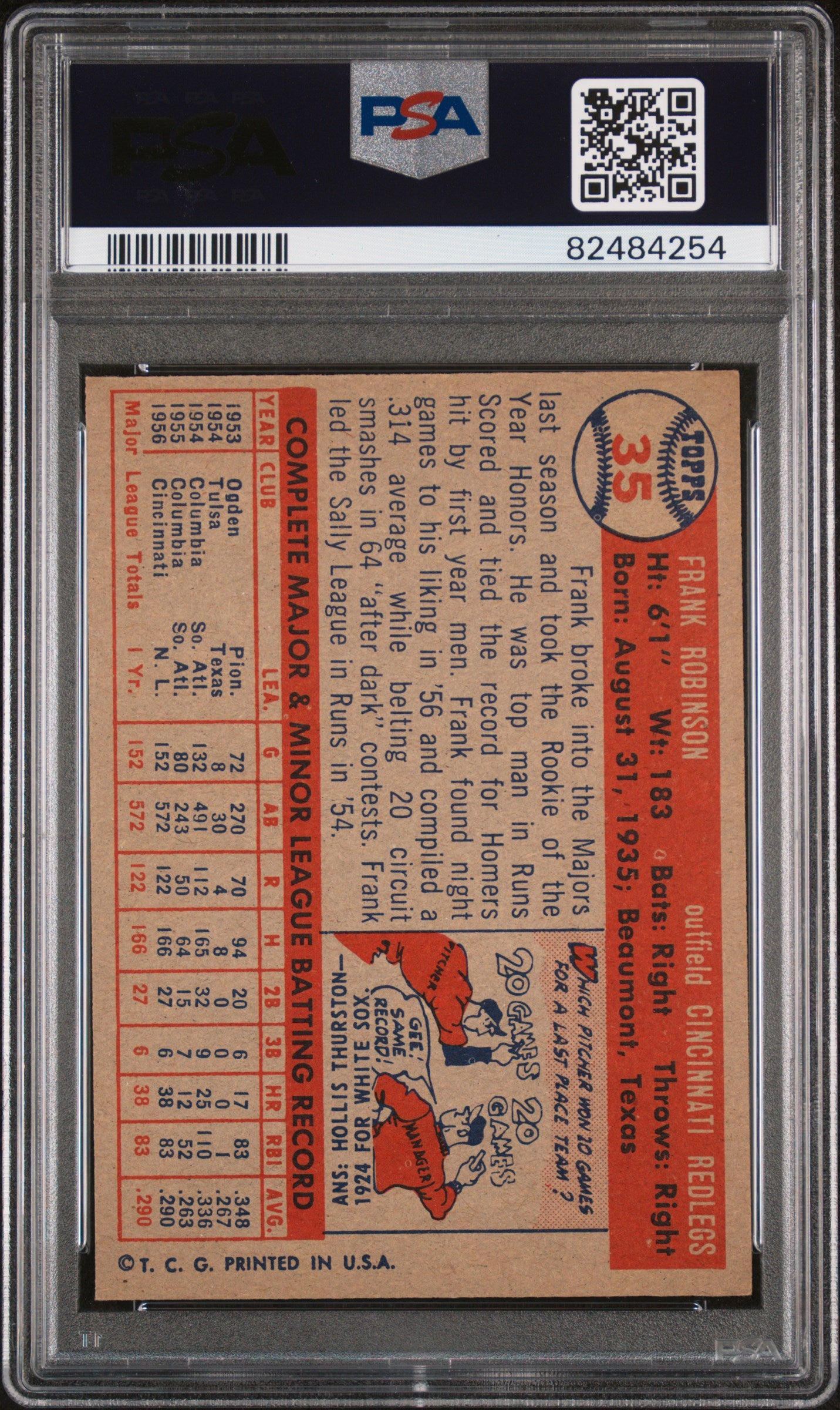 1957 Topps Frank Robinson #35 PSA 7