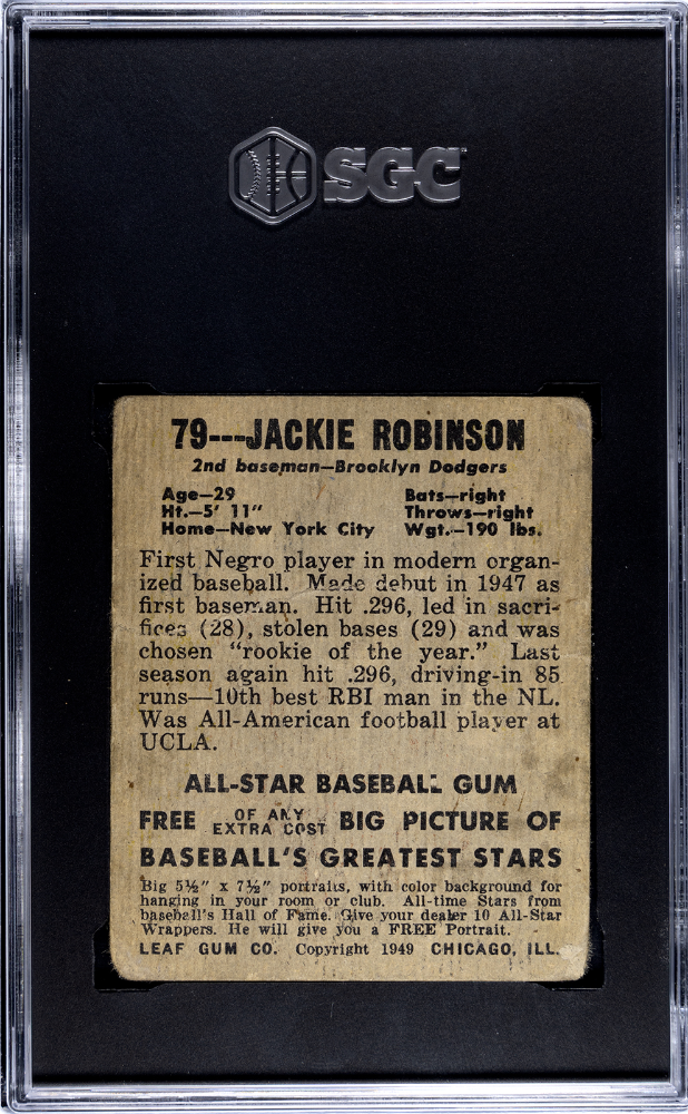 1948 Leaf Gum Co. Jackie Robinson #79 SGC 1.5