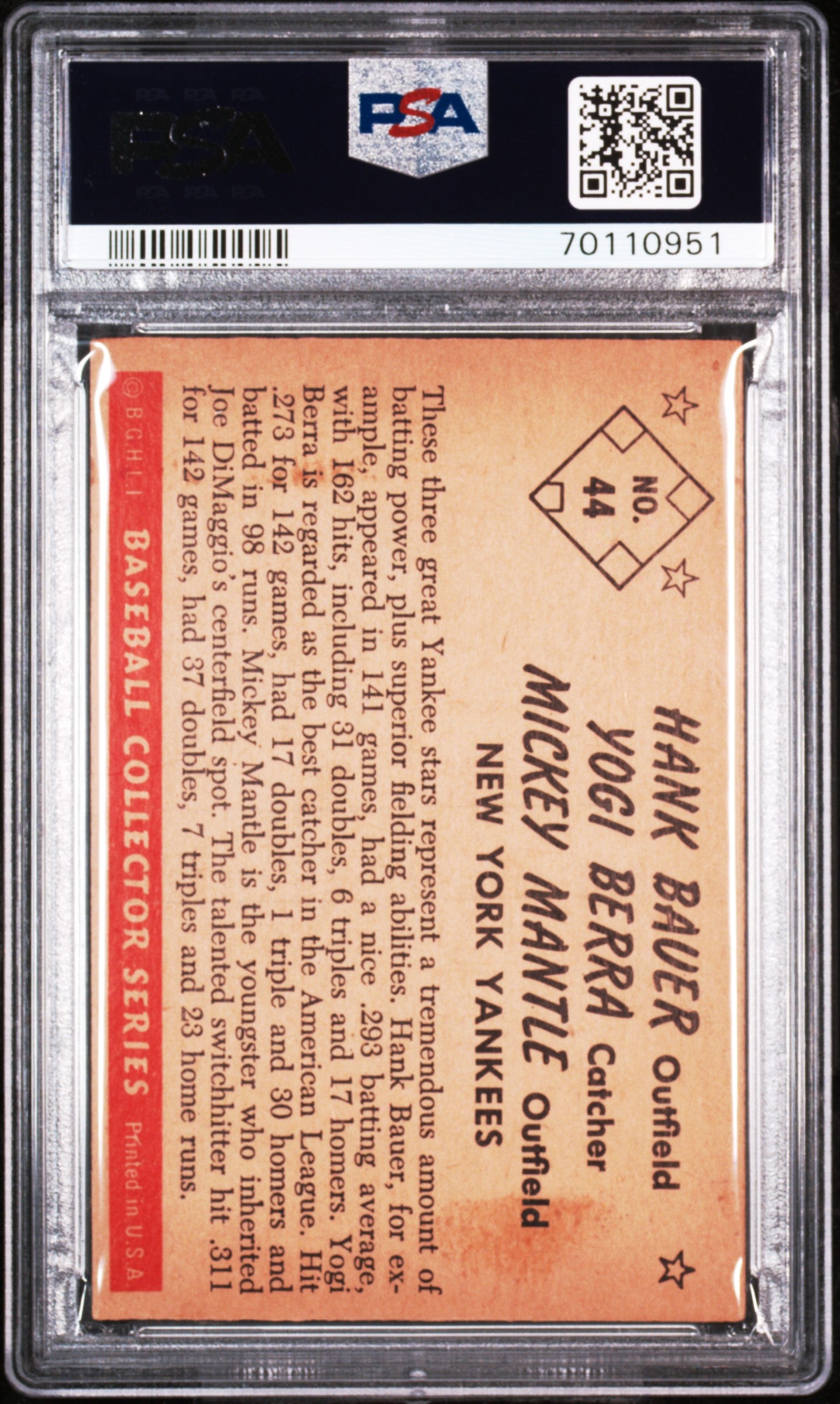 1953 Bowman Color Mantle Bauer Berra #44 PSA 3.5