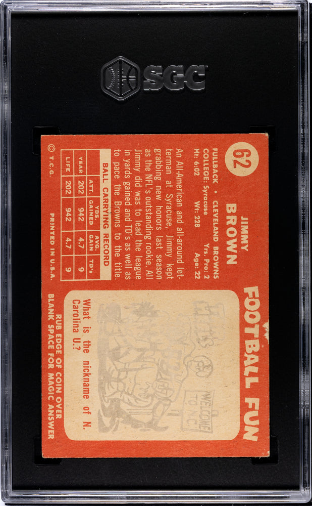1958 Topps Jimmy Brown #62 SGC 3