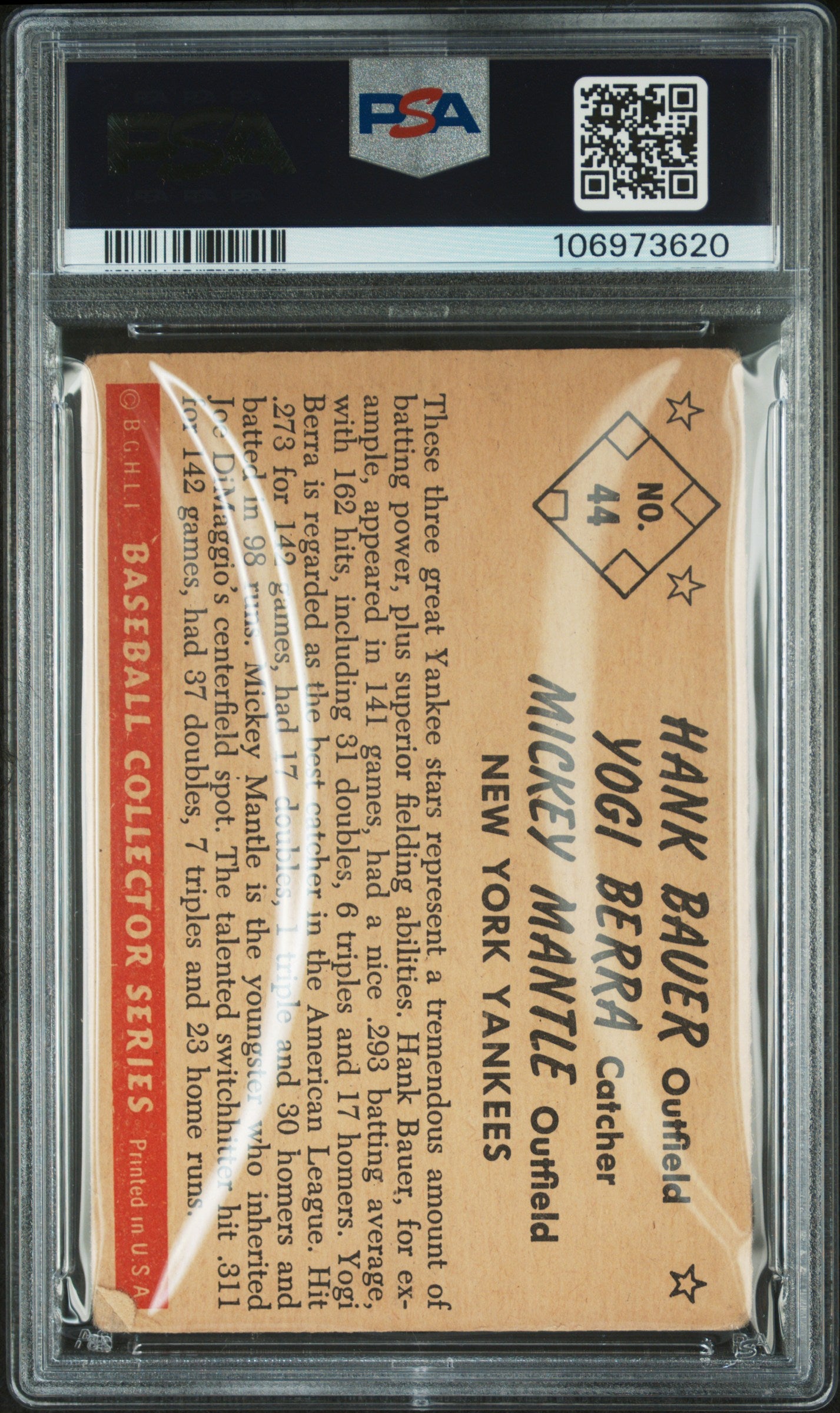 1953 Bowman Color Mantle Bauer Berra #44 PSA 2