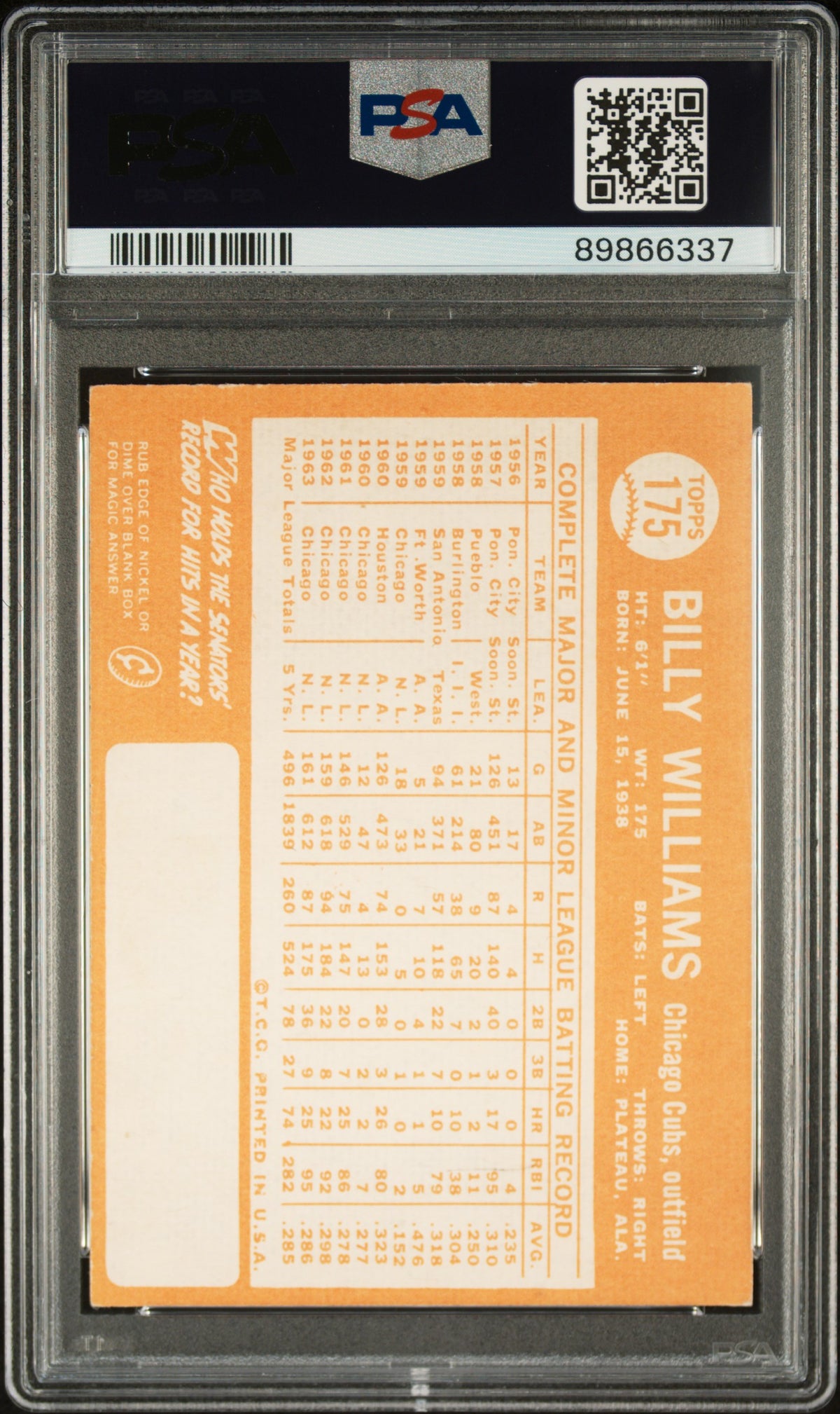 1964 Topps Billy Williams #175 PSA 7