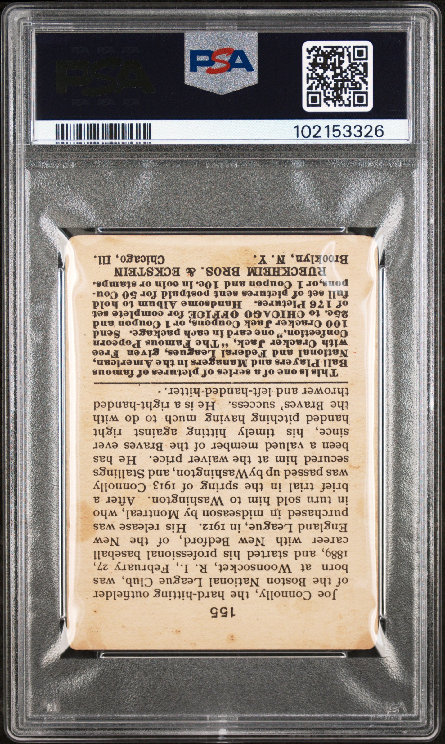 1915 Cracker Jack Joe Connolly #155 PSA 1