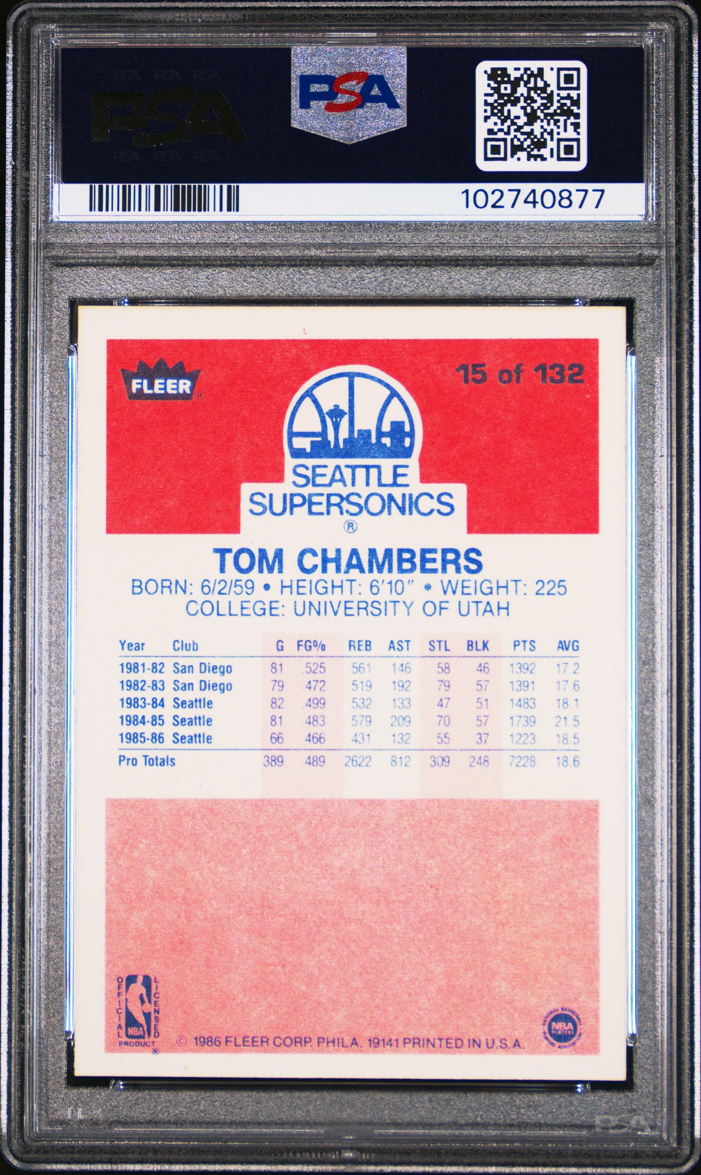 1986 Fleer Tom Chambers #15 PSA 9