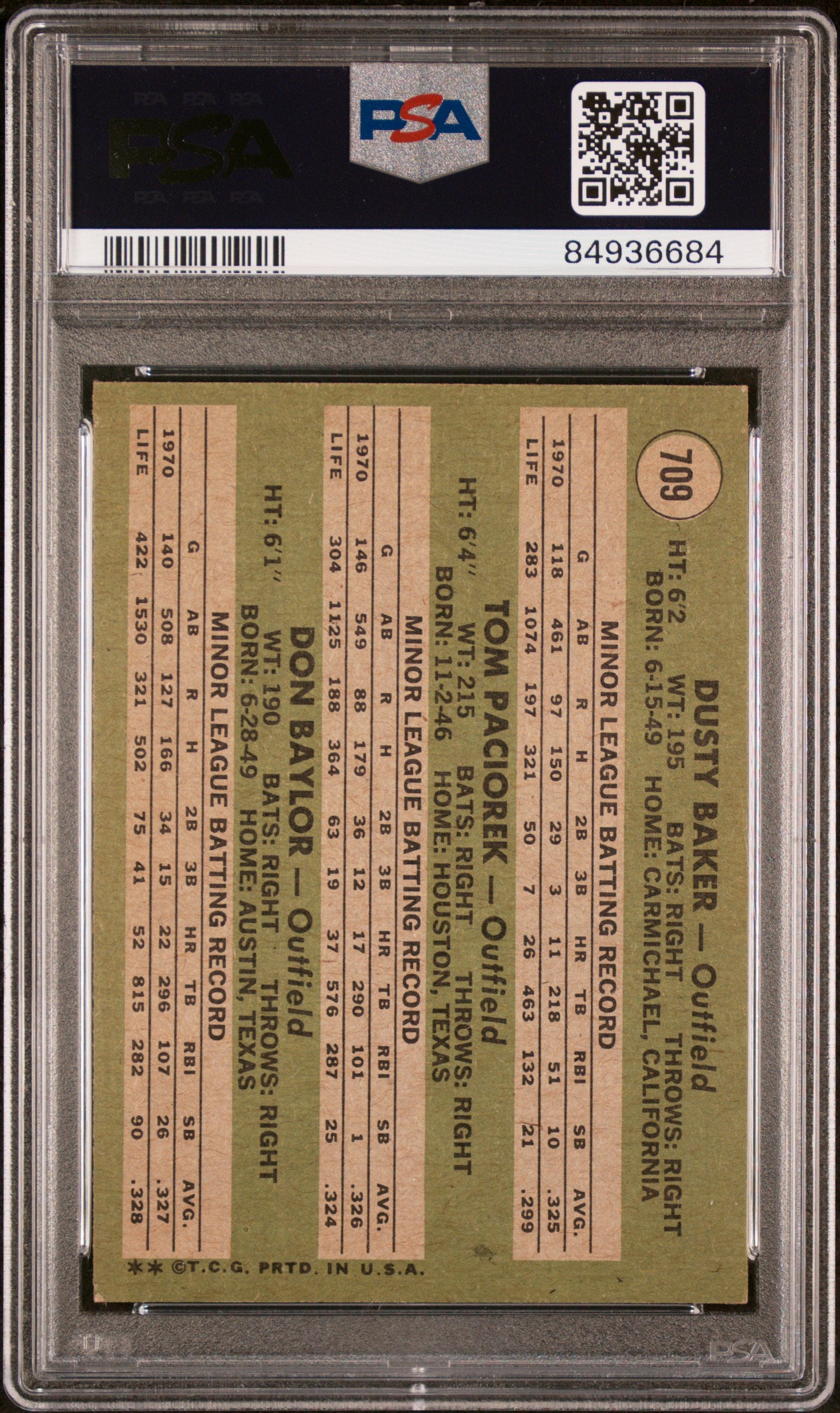 1971 Topps Major League RKS. #709 Major League Rookies PSA 5 Auto 9