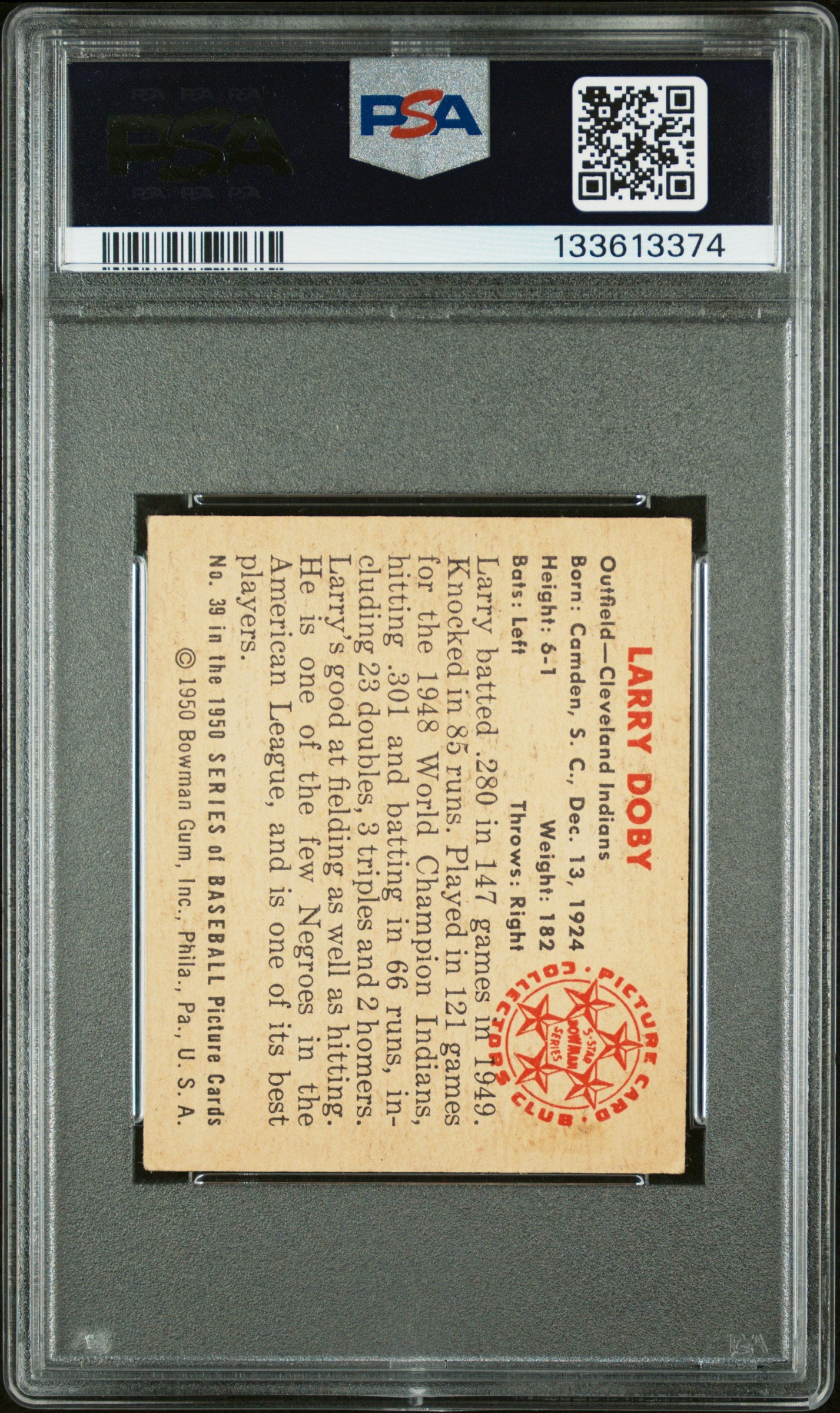 1950 Bowman Larry Doby #39 PSA 4