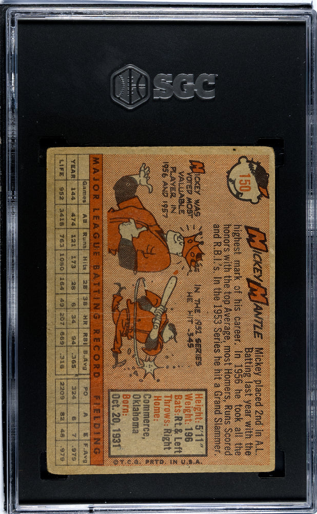 1958 Topps Mickey Mantle #150 SGC 1.5
