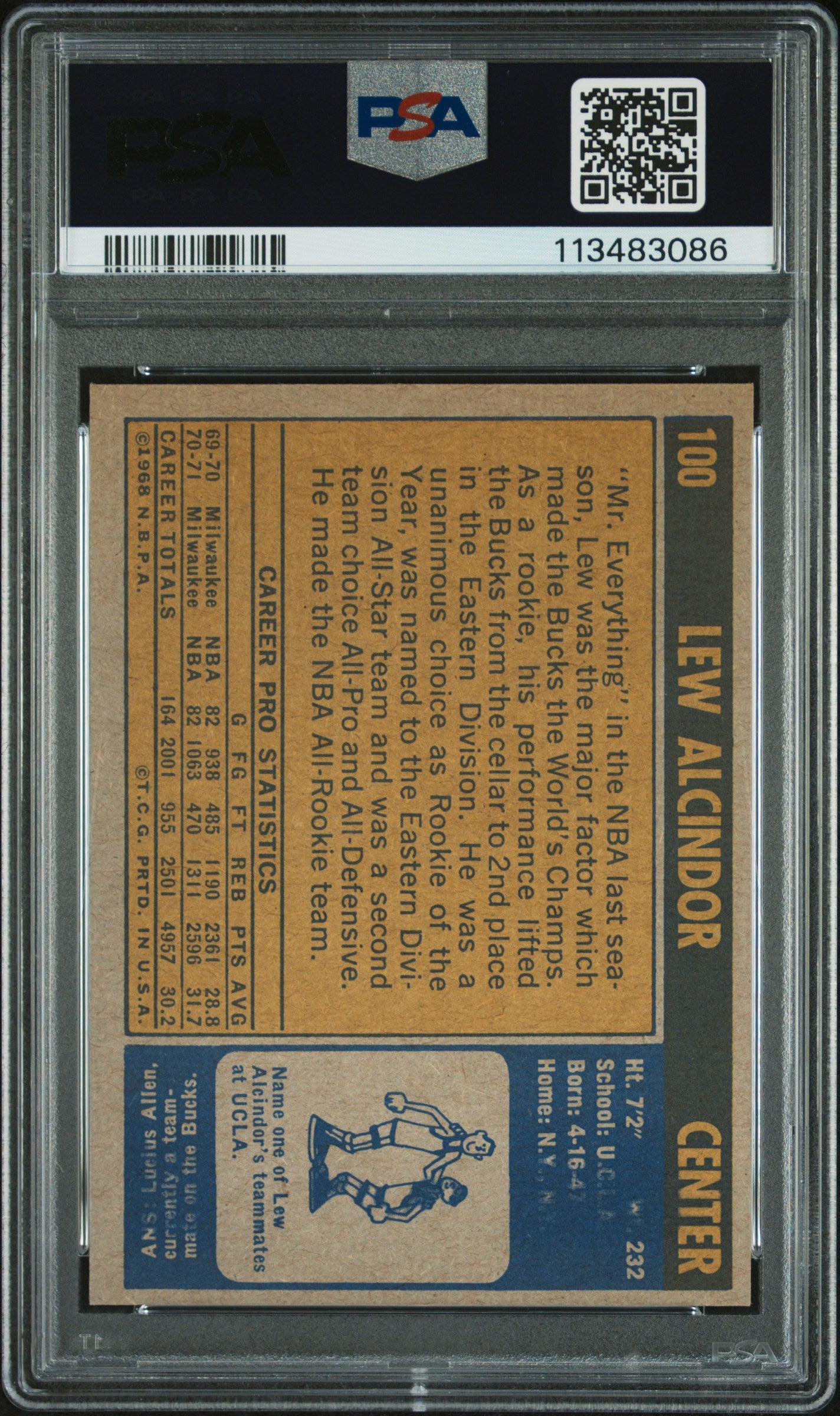 1971 Topps Lew Alcindor #100 PSA 6