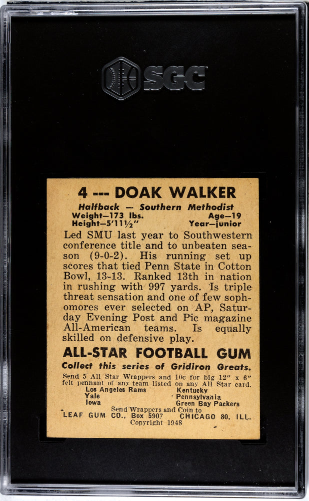 1948 Leaf Gum Co. Doak Walker #4 SGC 4.5