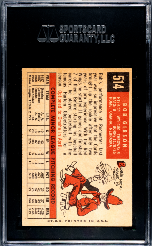 1959 Topps Bob Gibson #514 SGC 6