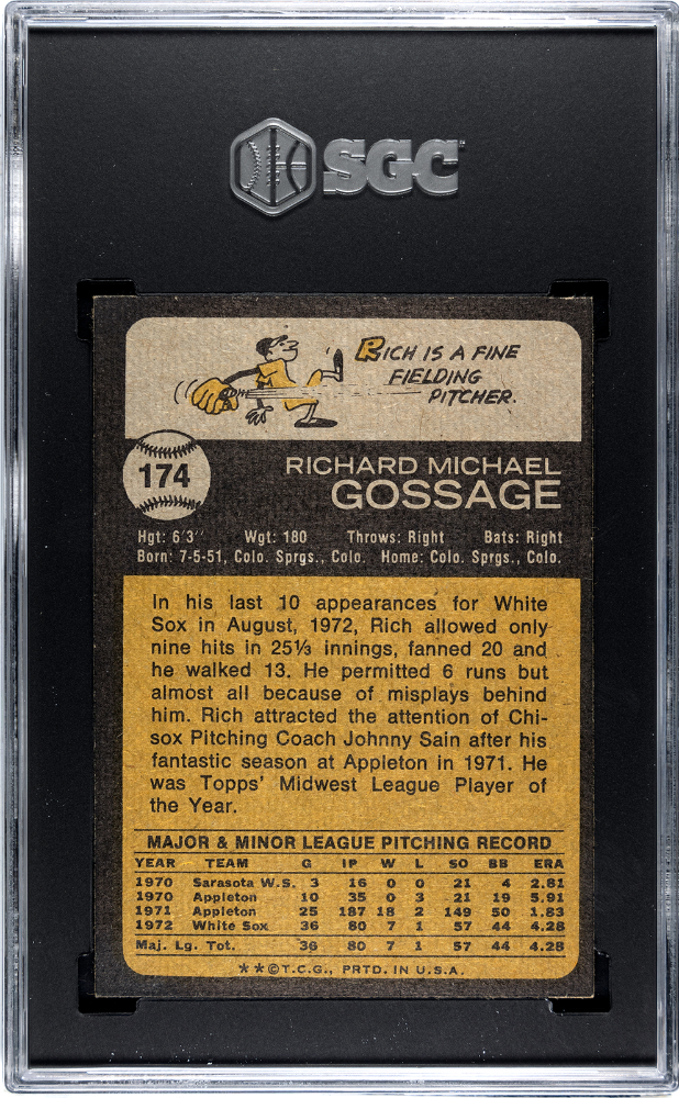 1973 Topps Rich Gossage #174 SGC 8