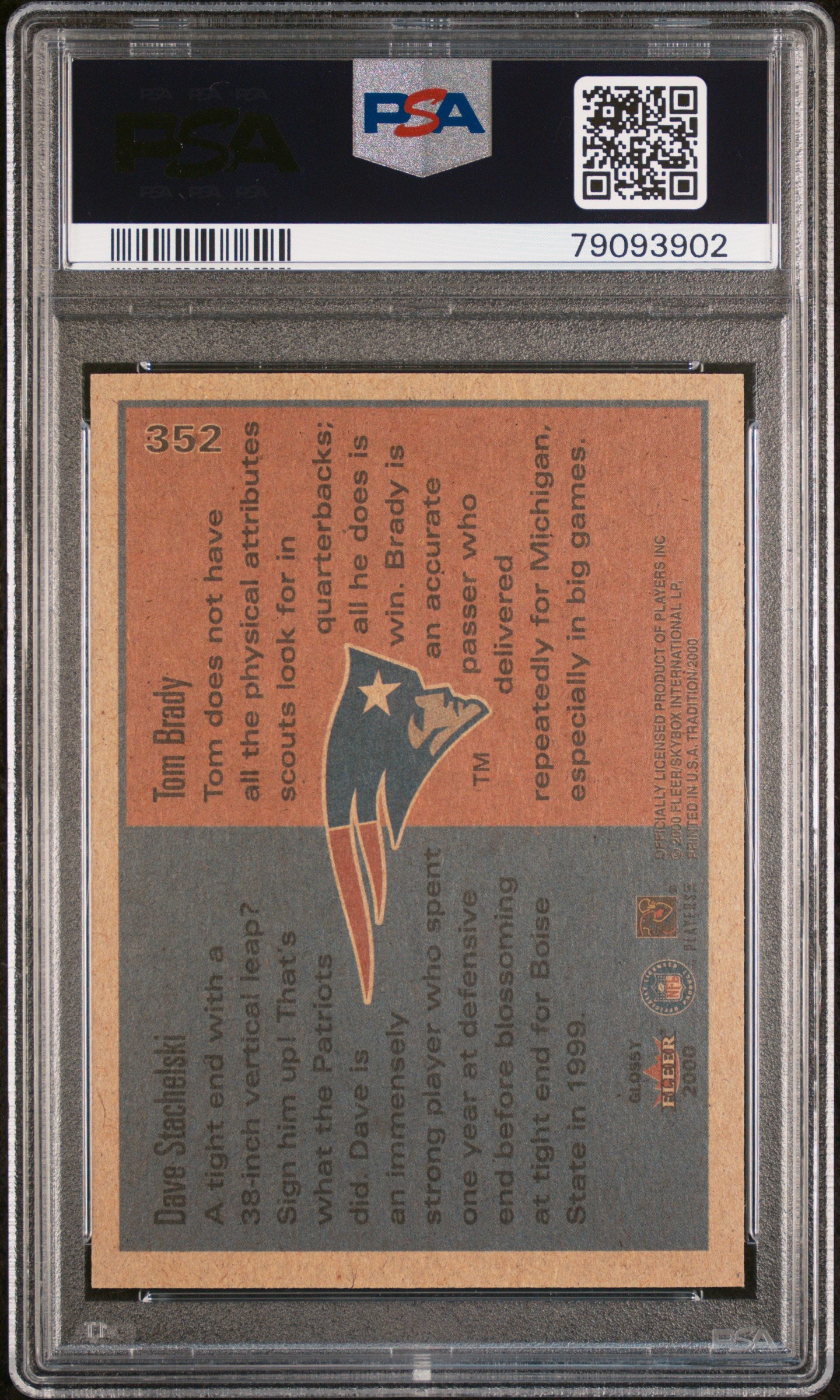 2000 Fleer T. Brady D. Stachelski #352 Glossy PSA 9
