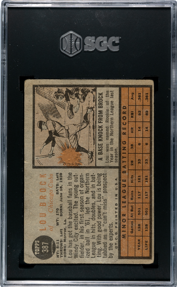1962 Topps Lou Brock #387 SGC 1