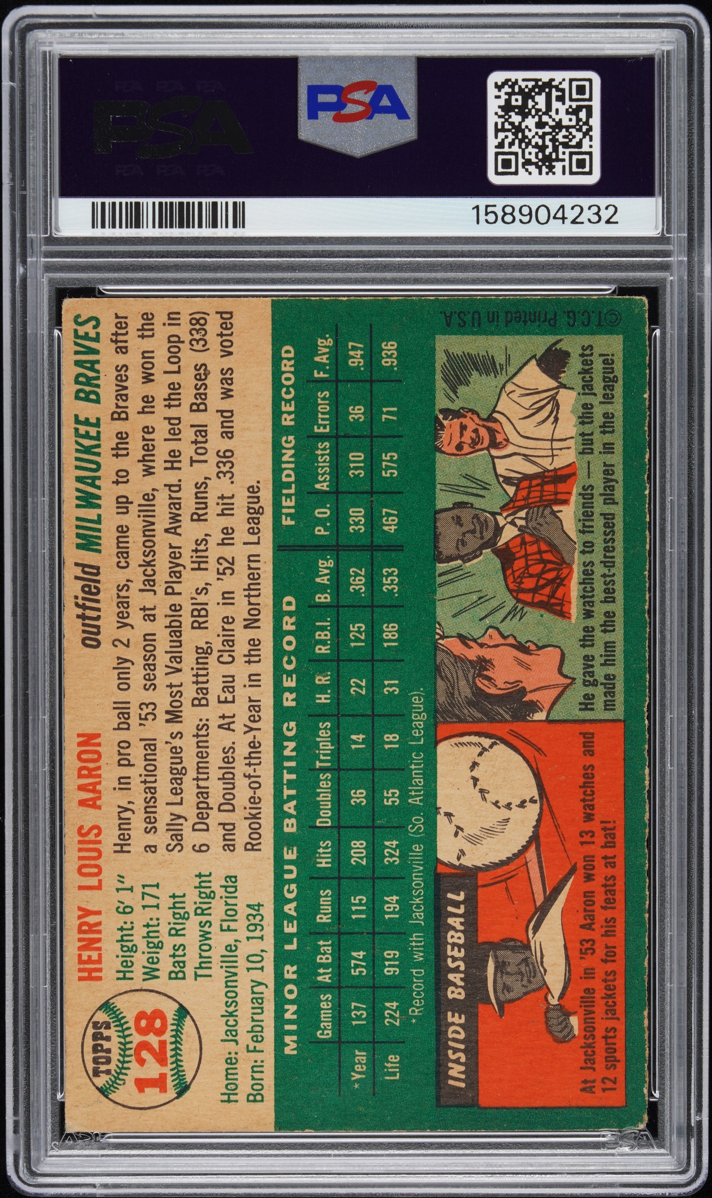 1954 Topps Henry Aaron #128 PSA 4