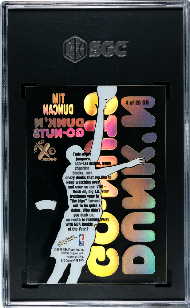 1998 Skybox E-X Century Tim Duncan #4DG Dunk 'N Go Nuts SGC 9